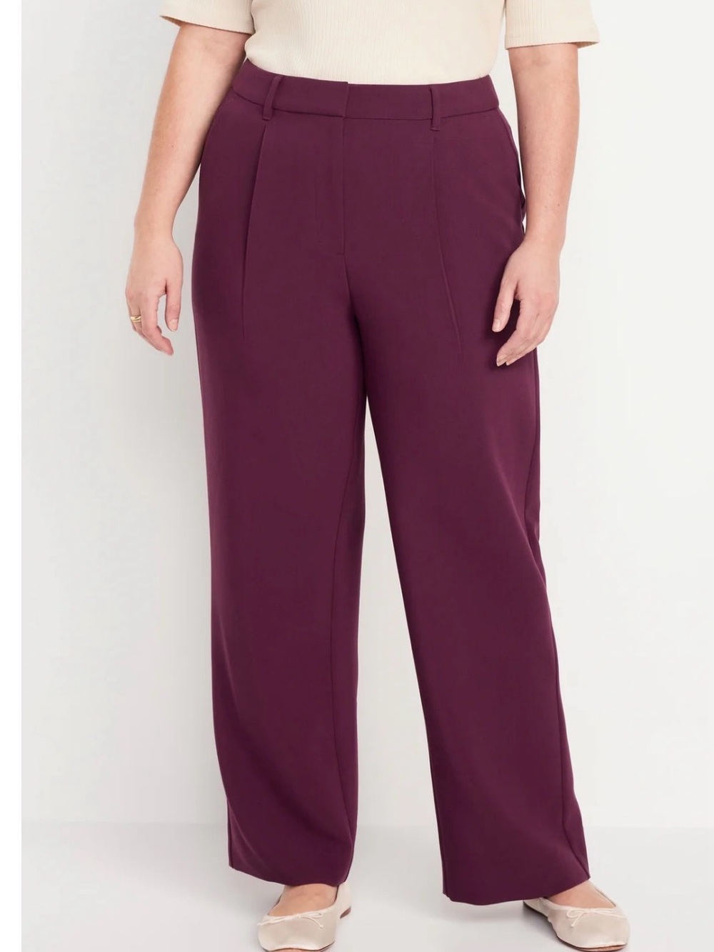 Maroon Wide-Leg Trousers